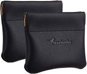 Travelambo Leather Squeeze Coin Purse Pouch Change Holder For Men & Women 2 pcs set, Black, one size