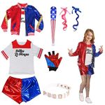 Winric Quinn Cosplay Costume for Adult, Girls Villain Costume Kit Include Jacket T-shirt Shorts Gloves, Clown Girl Cosplay Costume for Halloween Carnival Fancy Dress
