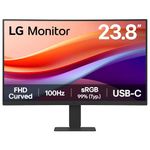 LG MONITOR 24U421A – Curved FHD 1080p VA 24 inch, 100Hz, 5ms, Computer desktop display, Flicker safe & Reader Mode, USB-C, HDMI, Matte Black