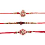 SWACRAFT Set of 3 Rakhi for Brother | Om Rakhi for Small Brother Sister | Rudraksha Rakhi for Brother Bhaiya Bhabhi | Designer Rakhi for Brother | VRDUK01