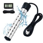 Immersion Water Heater, 1500W Portable Water Heater with LCD Thermometer & Stainless-Steel Guard, Heat 5 Gallons of Water in Minutes Bucket Heater Hot Tub Heater for Home Travel Camping Mini Pool