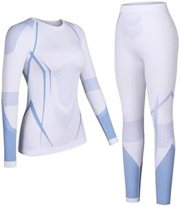 ATTRACO Women Thermal Underwear Breathable Long Johns Set Ski Base Layer Cold Weather White XL