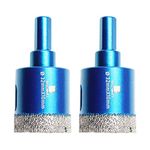 Dry Diamond Core Drill Bit Set,BRSCHNITT 2pcs/pack 32mm Diamond Hole Saw Core Drill Bit with Triangle Shank for Porcelain Tile Ceramic Stone Granite Marble