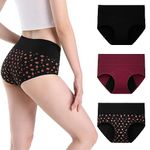 INNERSY Period Pants High Waisted Menstrual Underwear Maternity Knickers after Birth Pack of 3 (18, Rose/Burgundy/Black)