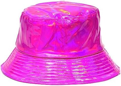 SoJourner Bags Hot Pink Holographic Bucket Hat for Women & Men - Cute Bucket Hats - Festival Halloween Hat - Adjustable, Comfortable and 50+ SPF Protection Rave Accessories for Adults, Teens and Kids