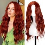 SHINLEA Auburn Wig for Women, 26 Inch Long Curly Wavy Wigs Natural Looking Synthetic Heat Resistant Fiber Wig, Lace Hairline Wig for Daily Use, Halloween and Cosplay, Auburn