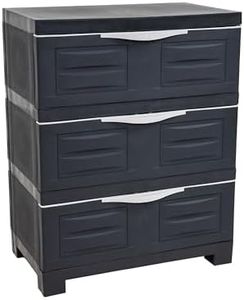 Sunnydaze 3-Tier Storage Cabinet with Drawers - Indoor or Garage Plastic Storage Drawers Organizer - 29.5" H - Garage, Office, Home, Laundry Room - Charcoal