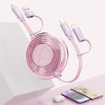 Retractable 100W Multi 4-in-1 Travel Universal Charger Cable USB A/Type C to Lightning+USB C Phone Charging Cable,Fast Multiple Charger Cord Combo for i Phone 15 14 13 12/Samsung/iPad Pro/Huawei-4FT