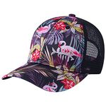 Bassdash Altimate Fishing Hat Mesh Back for Men Women Adjustable Baseball Trucker Cap (Black/Flamingo)