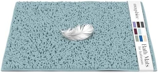 MAYSHINE Plush Shaggy Chenille Bath Mat | Extra Soft, Super Absorbent, Non-Slip Bathroom Rug | Fluffy Microfiber, Area Rug Sets for Bathroom Floor, Kitchen, Living Room | 32"x20" | Spa Blue