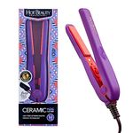 Hot Beauty Professional Ceramic Mini Flat Iron 1/2" Anti-Frizz Extreme Smooth (Violet) FREE Travel Pouch Included