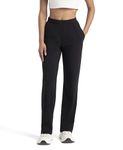 Jockey Women's Super Combed Cotton Elastane Stretch Relaxed Fit Trackpants with Side Pockets_Black_L