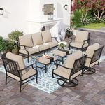 SUNSHINE VALLEY 7 Piece Outdoor Patio Furniture Sets Metal Modern Outoor Patio Conversation Set with 5.75" Extra Thick Cushion for Deck Backyard