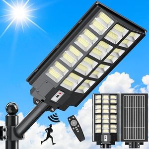 TENKOO Solar Street Lights Outdoor 3600W Solar Parking Lot Lights, 230000 Lumens Solar Street Lights with Motion Sensor LED Wide Angle Lamp Waterproof IP67 Commercial Lighting for Yard