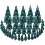 DECARETA 35 PCS Miniature Christmas Tree Artificial Snow Frost Trees Pine Trees Sisal Trees Tabletop Trees Green Sisal Trees for Christmas DIY Craft Party Decoration (4 Size)