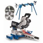 Scheppach HM216L 8" Sliding Mitre Saw & UMF1600 Tool Stand, 216mm Blade, 2000W, 340mm Cross Cut, 45° Bevel, 2 TCT Blades 24T/48T, Wood DIY Workshop