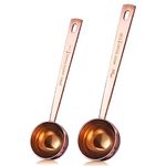 Rose Gold Coffee Scoop Long Handle Measuring Coffee Spoon Stainless Steel 1 Tablespoon 2 Tablespoon for Ground Coffee/Coffee Bean Fit Coffee Canister