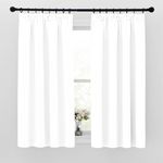 PONY DANCE Pure White Blackout Curtains Pencil Pleat - Thermal Insulated Blackout Window Curtain Privacy Protection Energy Saving for Boys Short Panel Drapes for Bedroom, W46 X L45, Set of 2