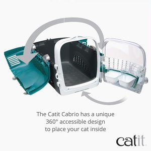 Catit Cabrio Cat Carrier – Turquoise, Secure Travel Crate
