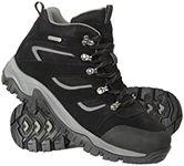 Mountain Warehouse Voyage Mens Waterproof Mid Hiking Boots - Suede & Mesh Upper, EVA Midsole, High Rise Hiking Boots, Rubber Outsole Shoe -Footwear for Walking, Trekking Jet Black 8 UK