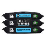 Dude Wipes Flushable Wet Wipes Dispenser (3 Packs 48 Wipes), Unscented Wet Wipes with Vitamin-E & Aloe for at-Home Use, Septic and Sewer Safe