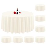 Lumaycens 8 Pack Round Tablecloth 90 Inch Ivory Round Table Cloth Wrinkle Resistant Washable Ivory Table Cloths Polyester Fabric Table Cover for Wedding Party Restaurant Buffet Table