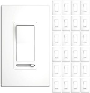 Amico 24 Pack Light Dimmer Switch, No Neutral Wire, Single Pole or 3-Way, for Dimmable LED/CFL (150W) & Halogen/Incandescent (600W), Slide to Dim, White with Wall Plates Included, UL Listed