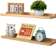 Gieanoo Floating Shelves, Set of 2 Solid Wood Rustic Picture Ledge Shelves Wall mounted Small Photo Shelves With Lip Display Wall Shelves For Living Room, Kitchen, Bedroom 40cmx13cm