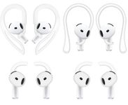 ALXCD Ear Hooks Compatible with AirPods 4 4th Gen, 1 Pair Anti-Slip Adjustable Soft TPU Earhook, 2 Pairs Silicon Ear Tips Hook, 1 Pair Silicon Ear Hook, Compatible with AirPods 4 1ch+1h+2s White