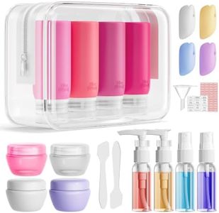 Muslish 21 Pack Travel Bottles for Toiletries, Leak-Proof TSA Compliant Silicone Travel Size Containers for Shampoo and Conditioner, BPA Free with Toiletry Bag (Pink)