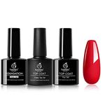 Beetles Gel Top Coat Base Coat Set for Gel Nail Polish, 3Pcs No Wipe Base Gel Matte & Shiny Top Coat, Long Lasting High Gloss and Matte Effects Soak off Uv Led Gel DIY at Home