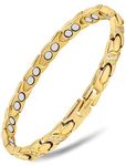 MagnetRX® Ultra Strength Magnetic Bracelets for Women – Double Magnet Stainless Steel Crystal Bracelet for Women – Adjustable Bracelet Length with Sizing Tool (Gold XO)