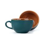 Shay Large Ceramic Coffee Cup Set of 2, Teal Green, 320ml | Cappuccino Cup | Glossy Finish | Large Ceramic Coffee Cup | Premium Porcelain Coffee Cup | Microwave Safe (XL Cuppa - Teal Green)