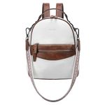 RAVUO Small Backpack Purse for Women, Designer Leather Handbag Cute Convertible Shoulder Daypack for Travel,Work,Shopping,Daliy,Brown and White