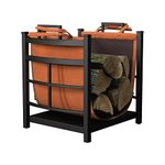 Panacea Products 15245 Mission Log Bin with Leather Carrier for Fireplace