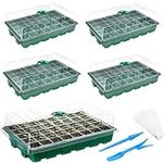 5 Packs Seed Starter Tray Seed Starter Kit with Humidity Vented Domes and Base Greenhouse Seeds' Starting Grow Trays for Seeds Growing Starting (40 Cells Per Tray, Total 200 Cells), Green