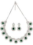 Karatcart Silver Tone Green American Diamond Studded Necklace Set for Women