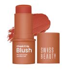 Swiss Beauty Cheek It Up Blush for Cheeks|Lumi-Matte Finish | Lightweight | Easily Blendable | With Jojoba Oil | Shade- Buffed with Rose, 8g