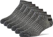 FUN TOES Men's Merino Wool Low Cut Socks - Strong Arch Support - Cushioned Bottom - Ideal for Hiking Trekking- 6 Pairs (Black)