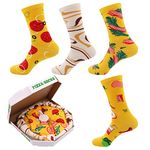 PIZZA SOCKS BOX-4 Pairs Food Socks MIX Hawaii Italian Pepperoni Cotton Socks Funny Novelty Cute Funky Crazy Design Cotton Socks Birthday Christmas Gifts for Men Women