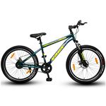 Vaux Falcon 26 inch Cycle for Boys with Dual Disc Brakes, Single Speed MTB Bicycle for Men & Women Age 12+ Years, with Front Suspension, Steel Frame, Double Alloy Rims & 26x2.40'' Tyres (Blue)