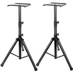 Duramex (TM) Height Adjustable Studio Monitor Bookshelf Speaker Stands Mounts, Two Tripod Floor Stands, Heavy Duty Base and Extendable Tube with 44 LBS Capacity Per Stand, 25"-43" Height Adjustment