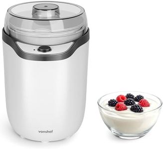 VonShef Yoghurt Maker Machine – Yogurt Maker with Strainer & Recipes Included, 1.8L, Ideal for Greek & Natural Yoghurt with No Sugars or Preservatives, Easy Cleaning & Simple Operation - White