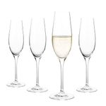 Galateo Crystal Champagne Sparkling Wine Glasses - 7.4 oz (220 mL) - Made in Slovakia - One-Piece Pulled Stem Flute Design - Lead Free Crystal - Set of 4