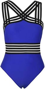 Hilor Womens Sexy One Piece Swimsuits Plus Size Bathing Suits Hollow Bathing Suits Royal Blue 3XL/US18