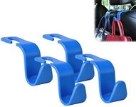 Amooca Car Seat Headrest Hook 4 Pack Hanger Universal Vehicle Car Storage Organizer for Handbag Purse Coat S Type Blue