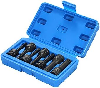 3/8-inch Drive Impact Socket Set 7 Piece Metric Sizes (5mm 6mm 7mm 8mm 10mm 12mm 14mm) XZN Triple Square Spline Bit Cr-Mo Steel Socket Set