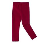 Rysly Girls Winter Thick Warm Long Pants Fleece Lined Leggings Thermal Leggings (Burgundy 140)