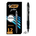 BIC Gelocity Original Black Gel Pens, Medium Point (0.7 mm), 12-Count Box, Retractable Gel Pens With Comfortable Grip