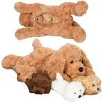 PixieCrush Dog Stuffed Animals, Mommy Labradoodle Plush Toy with 4 Puppies, Big Stuffed Animals for Girls, Soft Cuddly Plushie for Imaginative Play, Animal Toys for Kids Ages 3-8